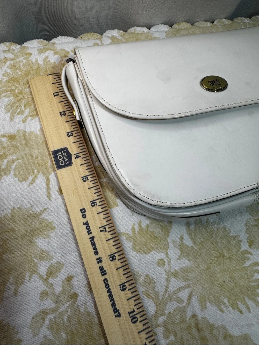 HC Paris White Solid Small Shoulder/Crossbody Bag Flap Magnetic Gold Hardware
